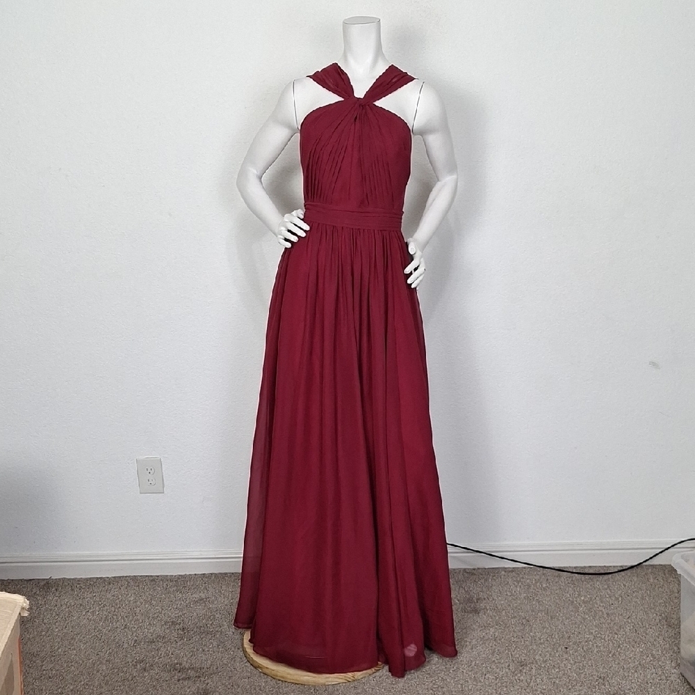 Weddington Way Burgundy Knot-Front Maxi Dress Size 10
